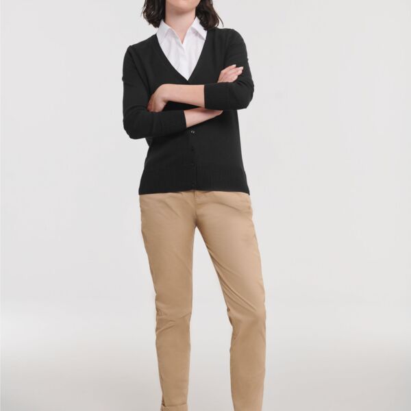 Ladies'  V-Neck Knitted Cardigan Thumbnail